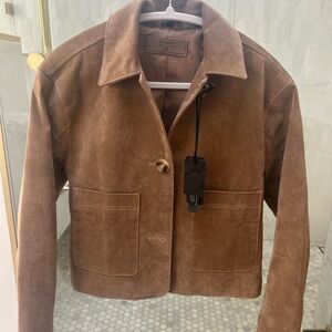Brand NWT Blank NYC Brown Suede Jacket - Pocketed Button-Front Coat